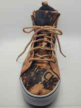 Load image into Gallery viewer, Reverse dyed men's high top tennis shoes Black Men are Dope size 12
