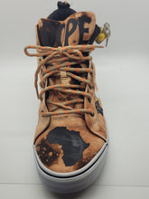 Load image into Gallery viewer, Reverse dyed men's high top tennis shoes Black Men are Dope size 12
