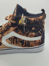 Load image into Gallery viewer, Reverse dyed men's high top tennis shoes Black Men are Dope size 12
